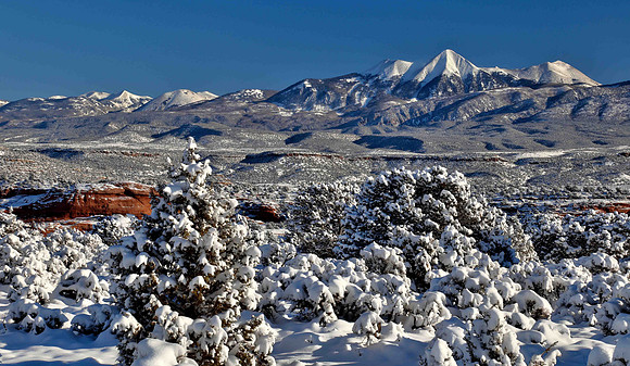 La Sal Mountains covered in snow