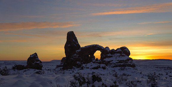 Sunset at Turret Arch in Arches National Park