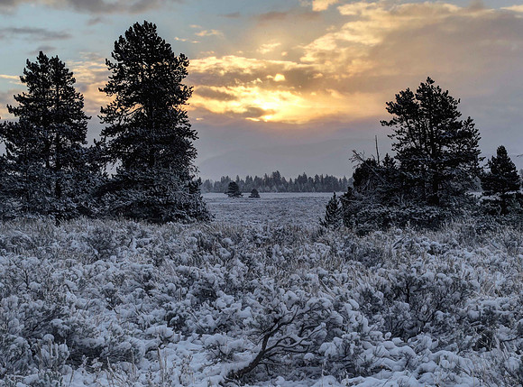 Sunrise and Snow near String Lake