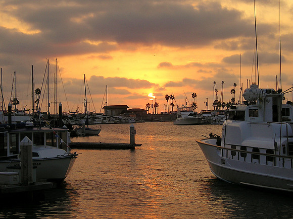 Sunset at Oceanside Harbor in California